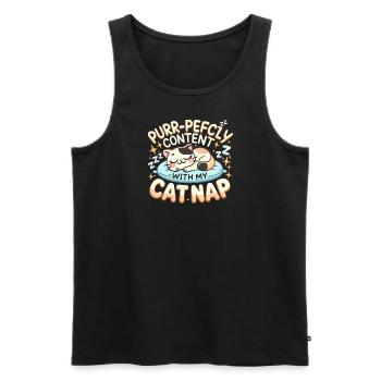 Schnurr-vollkommen zufrieden mit meinem Katzen-Nic - Männer Premium Bio Tank Top - Schwarz - Vorne - Michal (187cm)