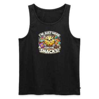 Ich bin nur wegen der Snacks hier - Männer Premium Bio Tank Top - Schwarz - Vorne - Michal (187cm)