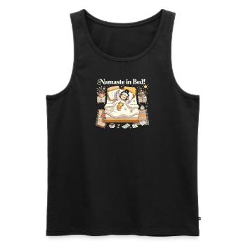 Namaste im Bett - Männer Premium Bio Tank Top - Schwarz - Vorne - AI Model Male 178 light (178cm)