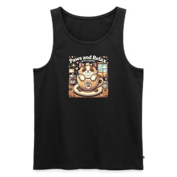 Pfötchen geben und bei Kaffee entspannen - Männer Premium Bio Tank Top - Schwarz - Vorne - Michal (187cm)
