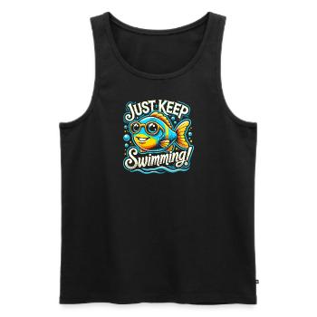 Einfach weiterschwimmen - Männer Premium Bio Tank Top - Schwarz - Vorne - Michal (187cm)