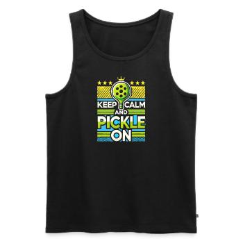 Ruhig bleiben und weitergurken - Männer Premium Bio Tank Top - Schwarz - Vorne - Michal (187cm)