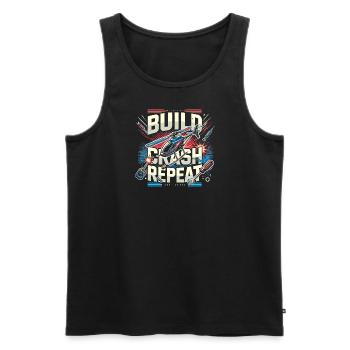 Bau-Crash-Wiederholung - Männer Premium Bio Tank Top - Schwarz - Vorne - AI Model Male 178 light (178cm)