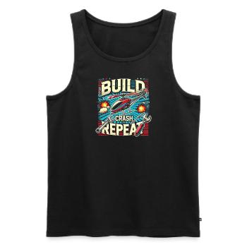 Bau-Crash-Wiederholung - Männer Premium Bio Tank Top - Schwarz - Vorne - AI Model Male 178 light (178cm)