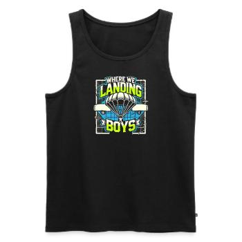 Wo wir landen Jungen - Männer Premium Bio Tank Top - Schwarz - Vorne - Michal (187cm)