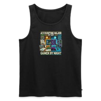 Hauptfach Buchhaltung bei Tag Gamer bei Nacht - Männer Premium Bio Tank Top - Schwarz - Vorne - Michal (187cm)