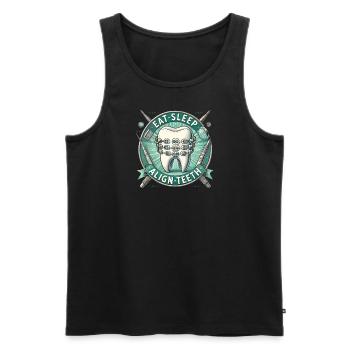 Essen Schlafen Zähne ausrichten - Männer Premium Bio Tank Top - Schwarz - Vorne - Michal (187cm)