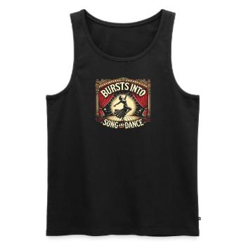 Bricht in Gesang und Tanz aus - Männer Premium Bio Tank Top - Schwarz - Vorne - Michal (187cm)