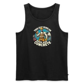 Dieser Typ läuft mit Bier und Beton - Männer Premium Bio Tank Top - Schwarz - Vorne - Michal (187cm)