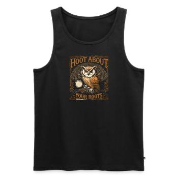 Hoot About Your Roots - Männer Premium Bio Tank Top - Schwarz - Vorne - AI Model Male 178 light (178cm)