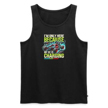 Ich bin nur hier, weil meine RC aufgeladen wird - Männer Premium Bio Tank Top - Schwarz - Vorne - AI Model Male 178 light (178cm)