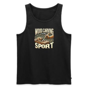 Holzschnitzen ist mein Sport - Männer Premium Bio Tank Top - Schwarz - Vorne - Michal (187cm)