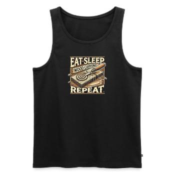 Eat Sleep Holzschnitzerei Wiederholung - Männer Premium Bio Tank Top - Schwarz - Vorne - AI Model Male 178 light (178cm)