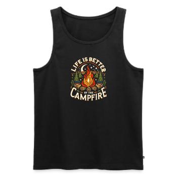 Das Leben ist besser am Lagerfeuer - Männer Premium Bio Tank Top - Schwarz - Vorne - AI Model Male 178 light (178cm)