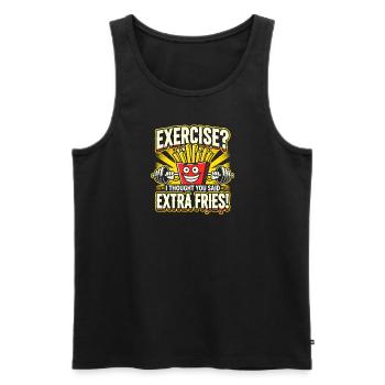 Excercise? I though you said extra fries! - Men's Premium Organic Tank Top - black - Front - Michal (187cm)