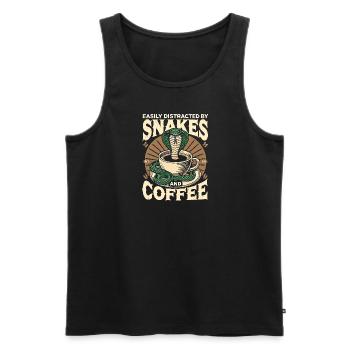 Leicht ablenkbar durch Schlangen und Kaffee - Männer Premium Bio Tank Top - Schwarz - Vorne - Michal (187cm)