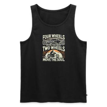 Vier Räder bewegen den Körper Zwei Räder bewegen - Männer Premium Bio Tank Top - Schwarz - Vorne - Michal (187cm)