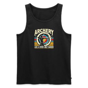 Bogenschießen wie ein Sport, nur härter - Männer Premium Bio Tank Top - Schwarz - Vorne - Michal (187cm)
