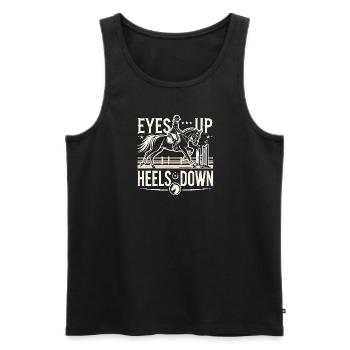 Augen hoch, Fersen runter - Männer Premium Bio Tank Top - Schwarz - Vorne - Michal (187cm)