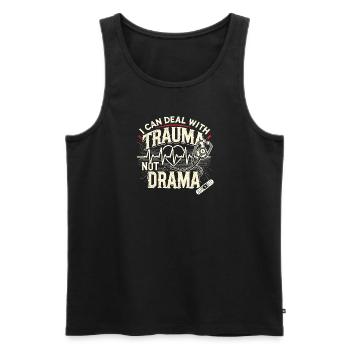 Ich kann mit Trauma umgehen, nicht mit Drama - Männer Premium Bio Tank Top - Schwarz - Vorne - Michal (187cm)