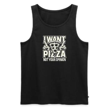 Ich will Pizza, nicht Ihre Meinung - Männer Premium Bio Tank Top - Schwarz - Vorne - Michal (187cm)
