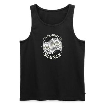 Ich bin fließend in Stille - Männer Premium Bio Tank Top - Schwarz - Vorne - Michal (187cm)
