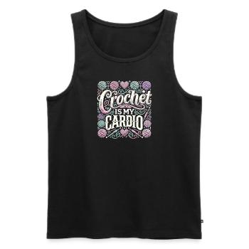 Häkeln ist mein Fitnessprogramm - Männer Premium Bio Tank Top - Schwarz - Vorne - AI Model Male 178 light (178cm)