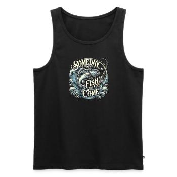 Eines Tages wird mein Fisch kommen - Männer Premium Bio Tank Top - Schwarz - Vorne - Michal (187cm)