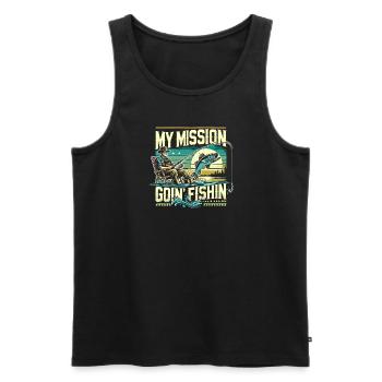 Meine Mission ist Angeln gehen - Männer Premium Bio Tank Top - Schwarz - Vorne - AI Model Male 178 light (178cm)
