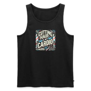 Haare schneiden ist mein Training - Männer Premium Bio Tank Top - Schwarz - Vorne - AI Model Male 178 light (178cm)