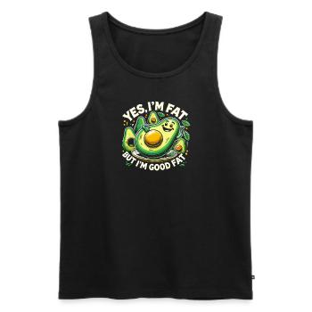 Ja, ich bin fett, aber ich bin gut fett - Männer Premium Bio Tank Top - Schwarz - Vorne - Michal (187cm)