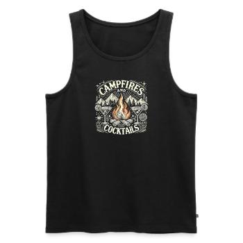 Lagerfeuer und Cocktails - Männer Premium Bio Tank Top - Schwarz - Vorne - Michal (187cm)
