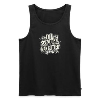 Ölspritzer sind Menschenglitter - Männer Premium Bio Tank Top - Schwarz - Vorne - AI Model Male 178 light (178cm)