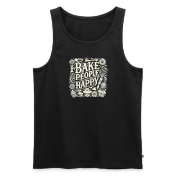 Ich backe Menschen glücklich - Männer Premium Bio Tank Top - Schwarz - Vorne - Michal (187cm)
