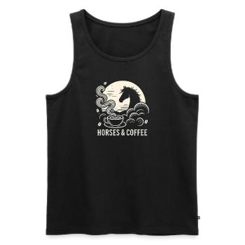 Pferde und Kaffee - Männer Premium Bio Tank Top - Schwarz - Vorne - AI Model Male 178 light (178cm)