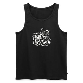 Kopf hoch und Fersen runter - Männer Premium Bio Tank Top - Schwarz - Vorne - Michal (187cm)
