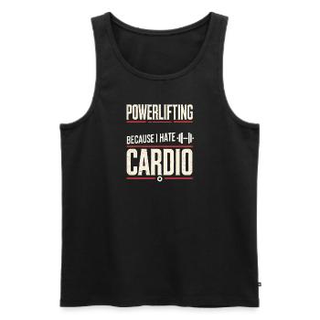 Kraftdreikampf, weil ich Kardio hasse - Männer Premium Bio Tank Top - Schwarz - Vorne - AI Model Male 178 light (178cm)