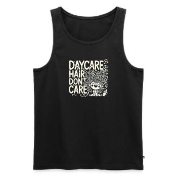 Daycare Hair Don't Care - Männer Premium Bio Tank Top - Schwarz - Vorne - Michal (187cm)
