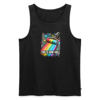 So läuft das bei mir - Männer Premium Bio Tank Top - Schwarz - Vorne - Michal (187cm)