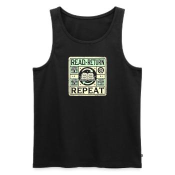 Lesen Zurück Wiederholen - Männer Premium Bio Tank Top - Schwarz - Vorne - Michal (187cm)