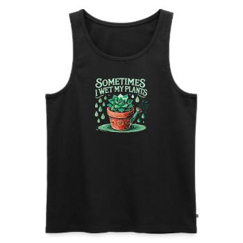 Manchmal befeuchte ich meine Pflanzen - Männer Premium Bio Tank Top - Schwarz - Vorne - Michal (187cm)