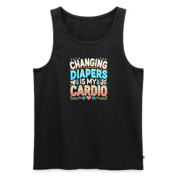 Windeln wechseln ist mein Herzsport - Männer Premium Bio Tank Top - Schwarz - Vorne - AI Model Male 178 light (178cm)
