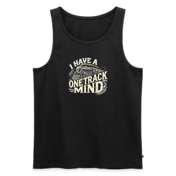Ich habe einen einspurigen Verstand - Männer Premium Bio Tank Top - Schwarz - Vorne - Michal (187cm)