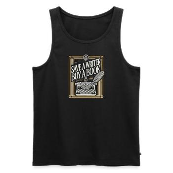 Retten Sie einen Schriftsteller Kaufen Sie ein - Männer Premium Bio Tank Top - Schwarz - Vorne - Michal (187cm)