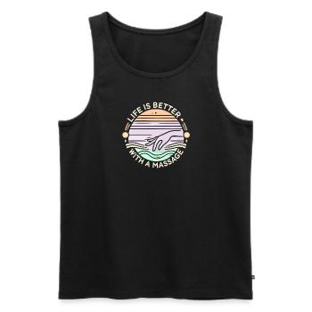 Das Leben ist besser mit einer Massage - Männer Premium Bio Tank Top - Schwarz - Vorne - Michal (187cm)