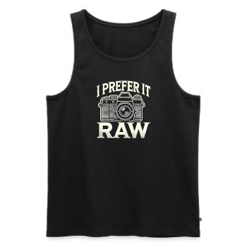 Ich bevorzuge es roh - Männer Premium Bio Tank Top - Schwarz - Vorne - Michal (187cm)