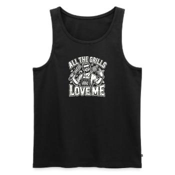 Alle Grills lieben mich - Männer Premium Bio Tank Top - Schwarz - Vorne - Michal (187cm)