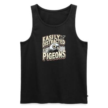 Leicht ablenkbar durch Tauben - Männer Premium Bio Tank Top - Schwarz - Vorne - Michal (187cm)