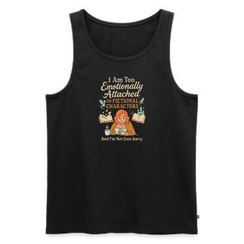 Ich bin zu sehr emotional an fiktive Charaktere - Männer Premium Bio Tank Top - Schwarz - Vorne - Michal (187cm)