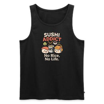Sushi-Süchtiger Kein Reis, kein Leben. - Männer Premium Bio Tank Top - Schwarz - Vorne - AI Model Male 178 light (178cm)
